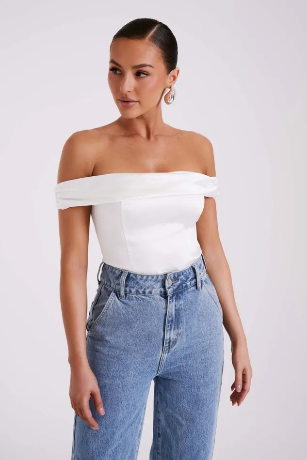 Women Meshki Tops Anysa Satin Strapless Top 8211 Ivory
