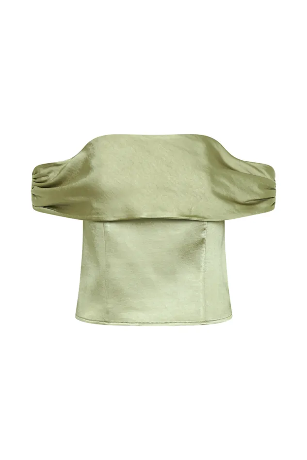 Women Meshki Tops Anysa Satin Strapless Top 8211 Sage