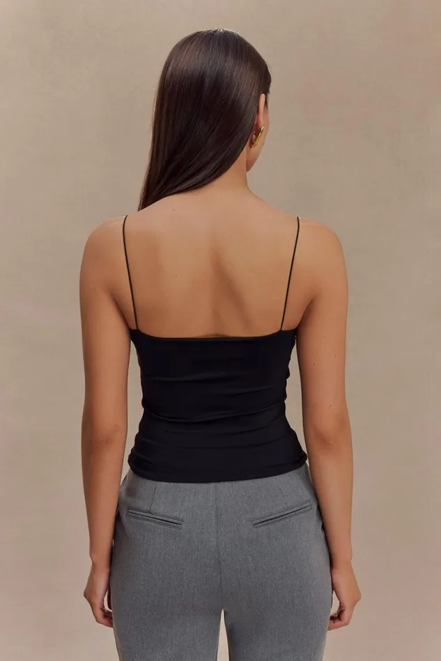 Women Meshki Tops Arya Longline Spaghetti Strap Top 8211 Black