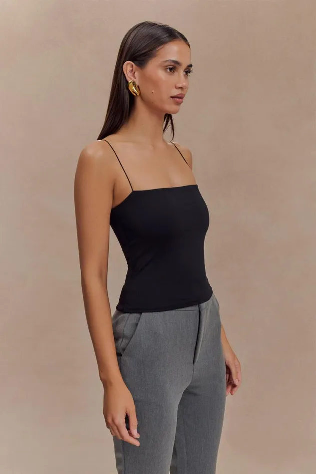 Women Meshki Tops Arya Longline Spaghetti Strap Top 8211 Black