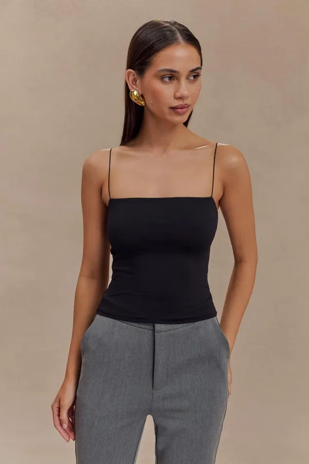 Women Meshki Tops Arya Longline Spaghetti Strap Top 8211 Black