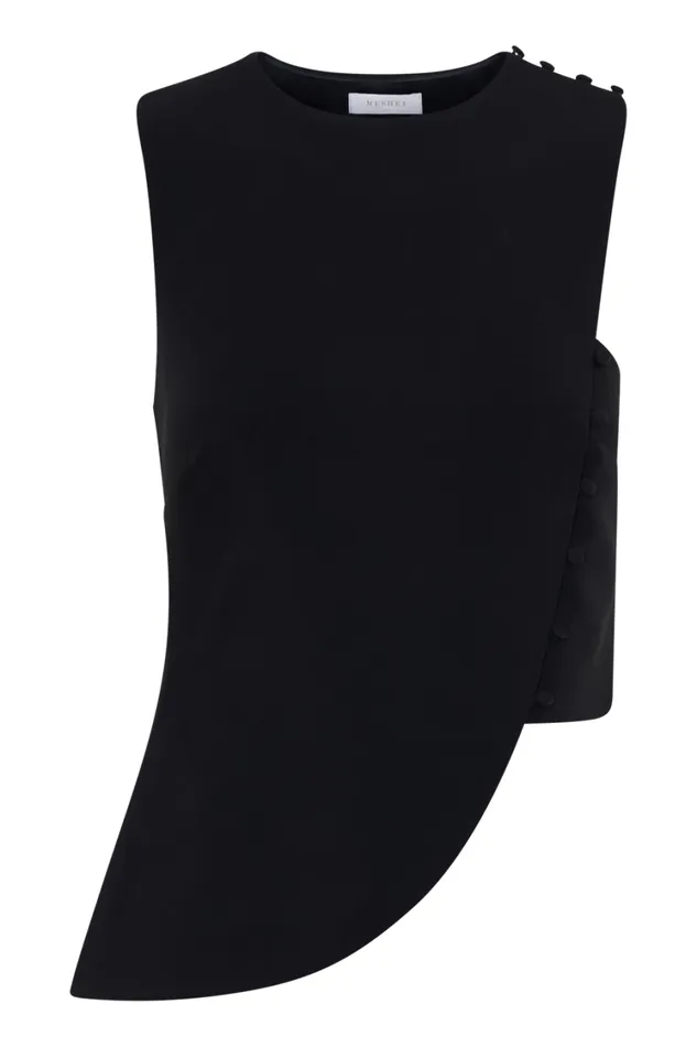 Women Meshki Tops Astrid Asymmetric Sleeveless Suiting Top 8211 Black