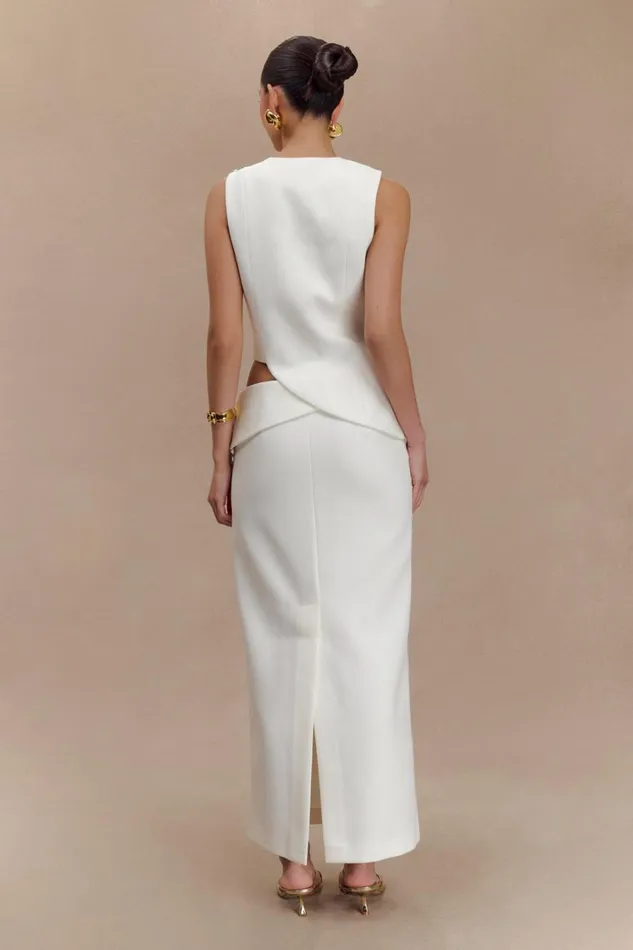 Women Meshki Tops Astrid Asymmetric Sleeveless Suiting Top 8211 White