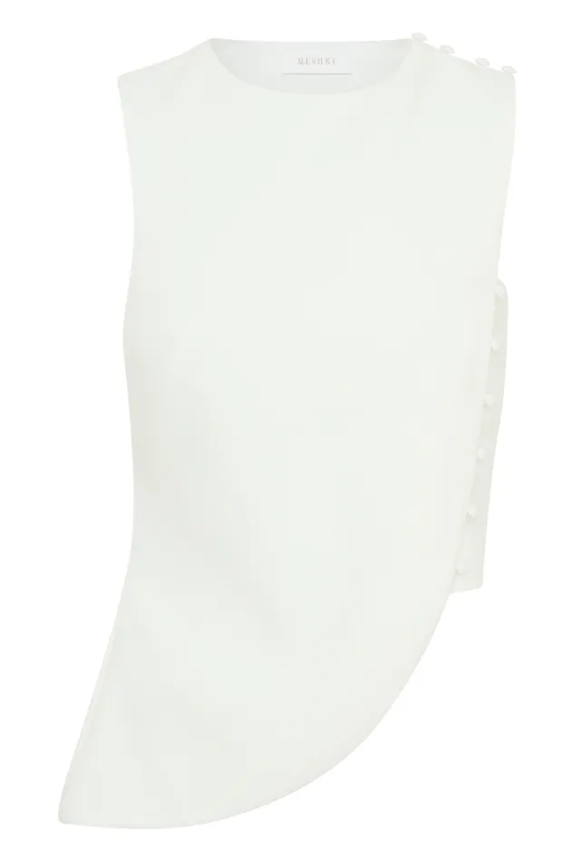 Women Meshki Tops Astrid Asymmetric Sleeveless Suiting Top 8211 White