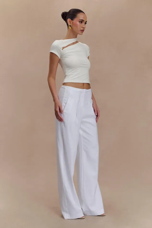 Women Meshki Tops Aurelie Cut Out Short Sleeve Top 8211 Ivory