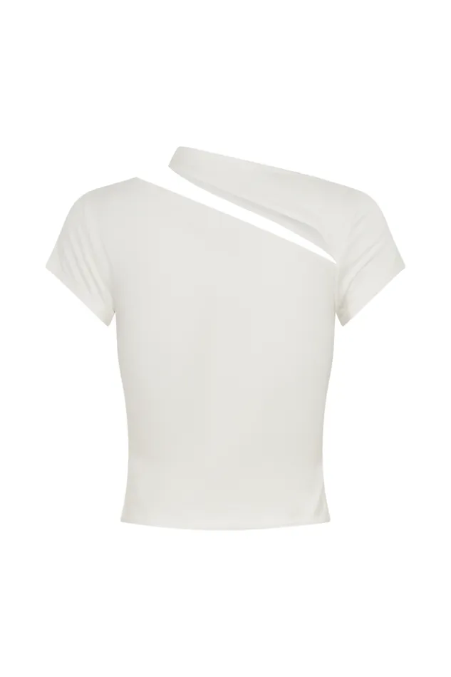 Women Meshki Tops Aurelie Cut Out Short Sleeve Top 8211 Ivory