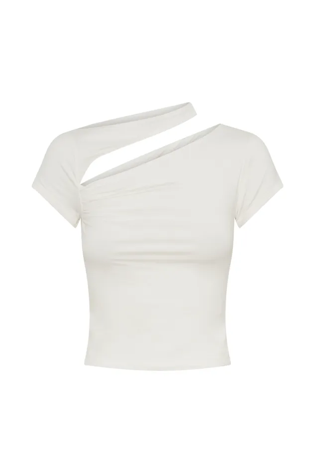 Women Meshki Tops Aurelie Cut Out Short Sleeve Top 8211 Ivory
