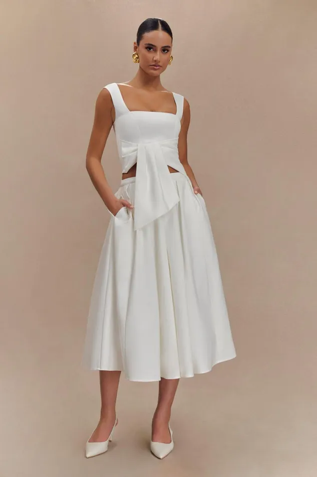 Women Meshki Tops Bryony Satin Structured Sleeveless Top 8211 White