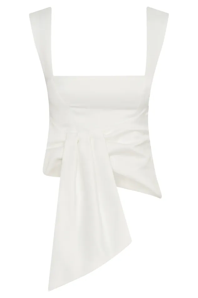 Women Meshki Tops Bryony Satin Structured Sleeveless Top 8211 White