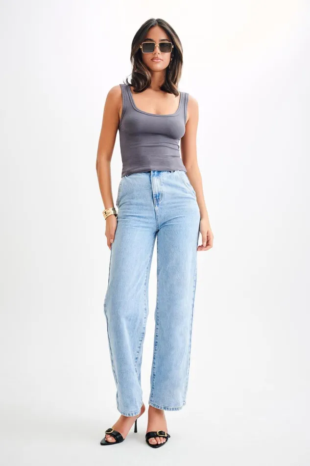 Women Meshki Tops Chandler Modal Tank Top 8211 Charcoal