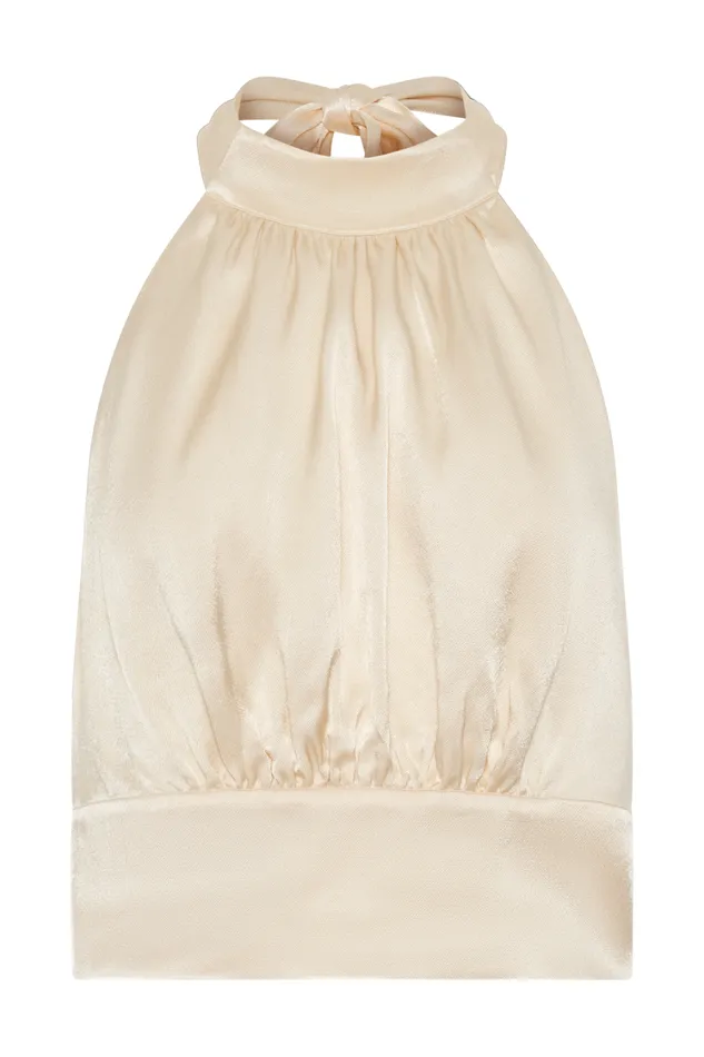 Women Meshki Tops Clara Satin Halter Top 8211 Buttercream
