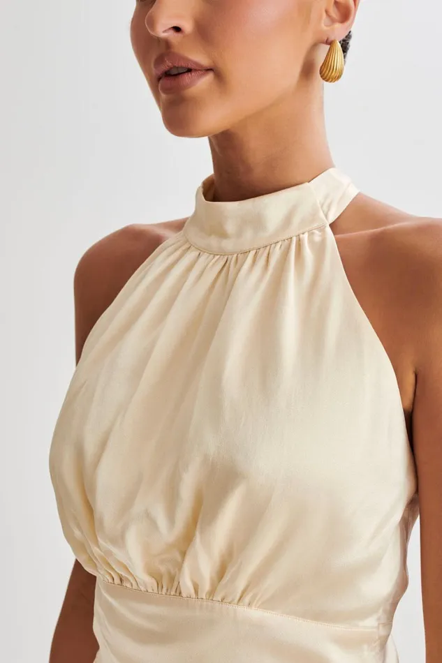 Women Meshki Tops Clara Satin Halter Top 8211 Buttercream