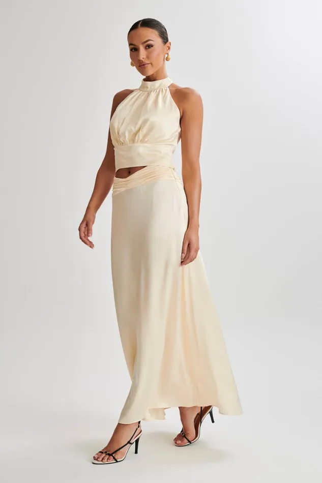 Women Meshki Tops Clara Satin Halter Top 8211 Buttercream