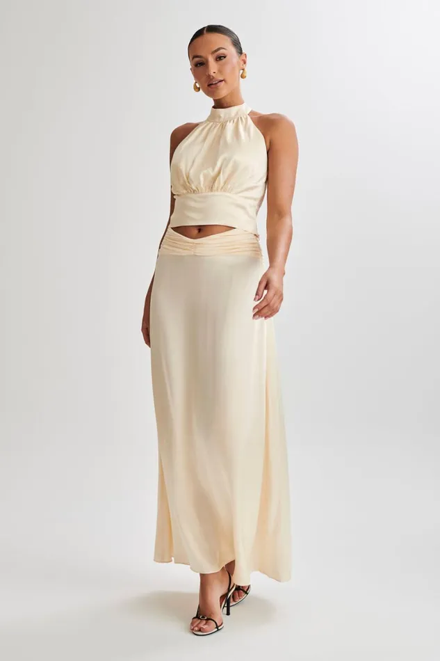 Women Meshki Tops Clara Satin Halter Top 8211 Buttercream