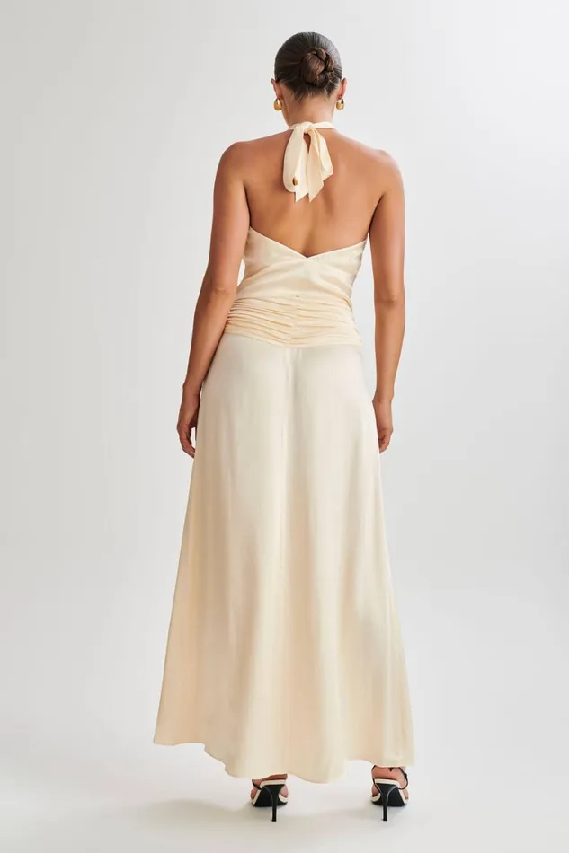 Women Meshki Tops Clara Satin Halter Top 8211 Buttercream
