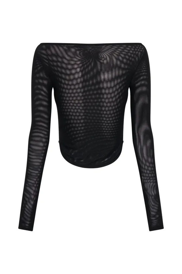 Women Meshki Tops Colette Boat Neck Mesh Top 8211 Black