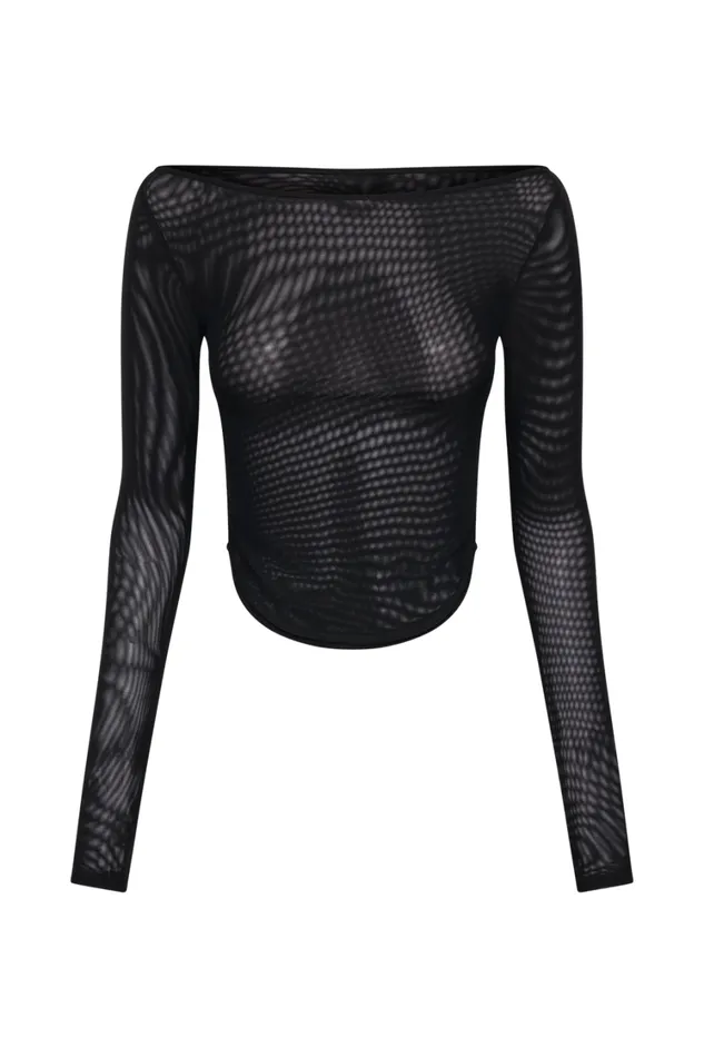 Women Meshki Tops Colette Boat Neck Mesh Top 8211 Black