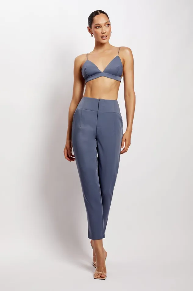 Women Meshki Tops Cynthia Triangle Bralette 8211 Steel Blue
