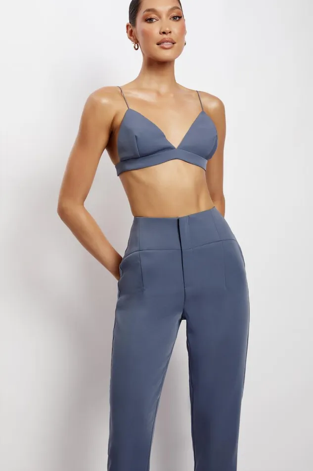 Women Meshki Tops Cynthia Triangle Bralette 8211 Steel Blue