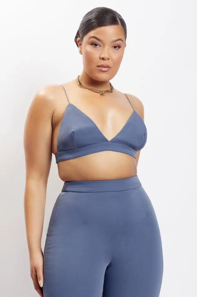 Women Meshki Tops Cynthia Triangle Bralette 8211 Steel Blue