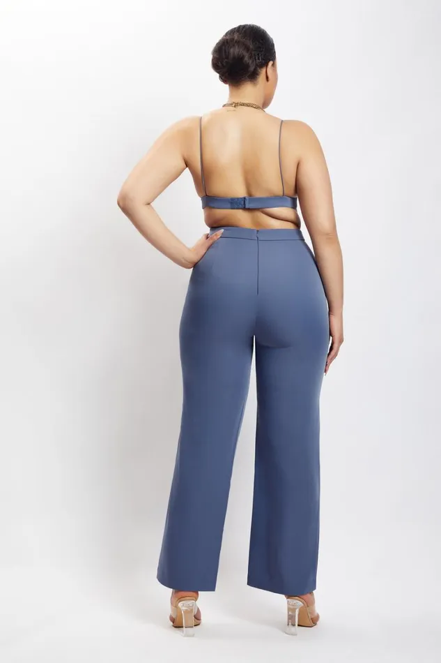 Women Meshki Tops Cynthia Triangle Bralette 8211 Steel Blue