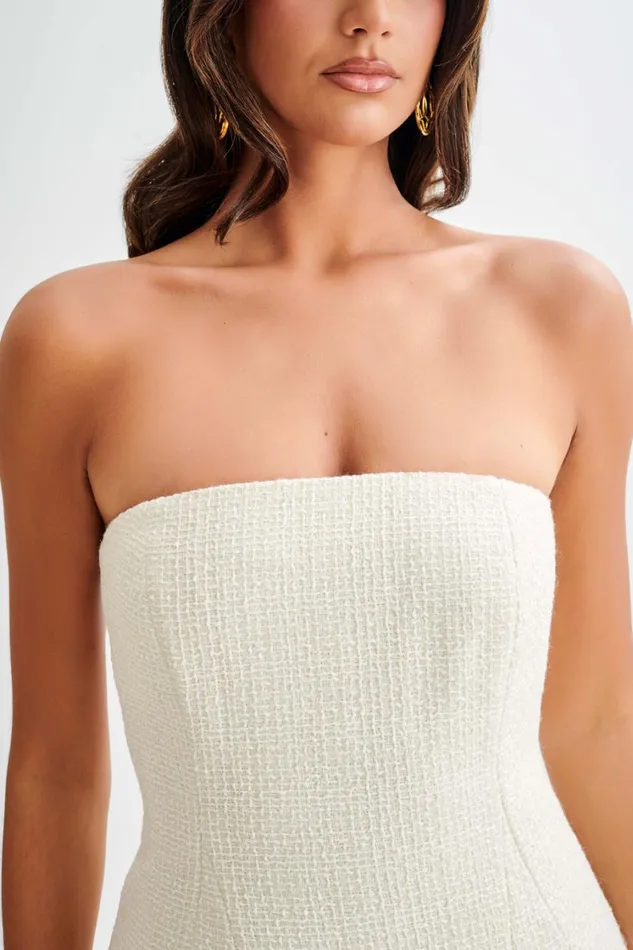 Women Meshki Tops Cyrus Strapless Boucle Top 8211 Ivory