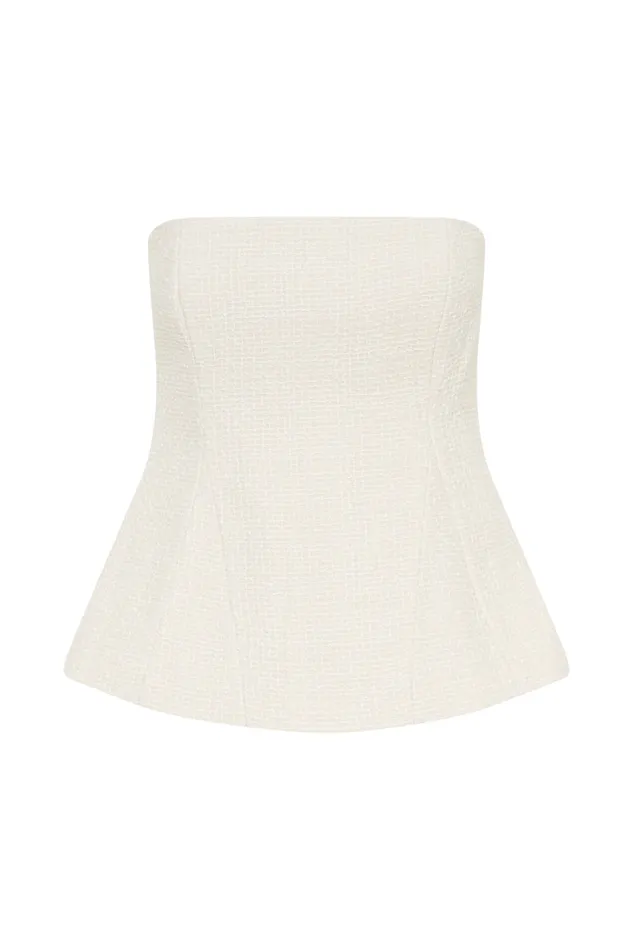 Women Meshki Tops Cyrus Strapless Boucle Top 8211 Ivory
