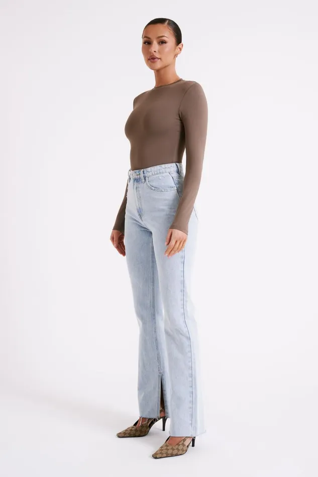 Women Meshki Tops Delilah Long Sleeve Crew Neck Bodysuit 8211 Coco