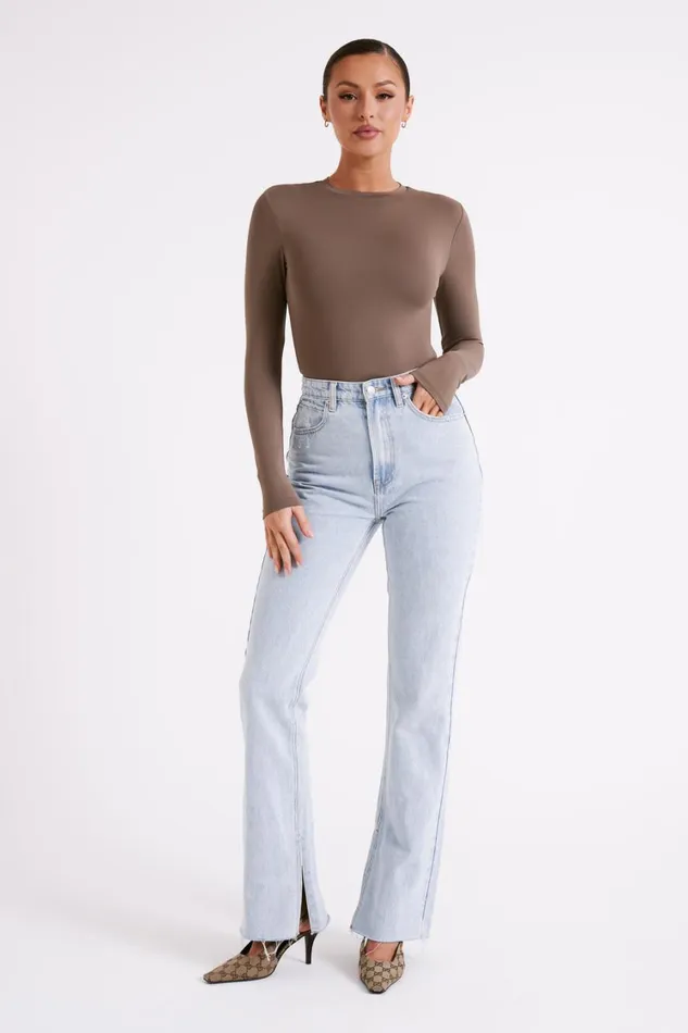 Women Meshki Tops Delilah Long Sleeve Crew Neck Bodysuit 8211 Coco