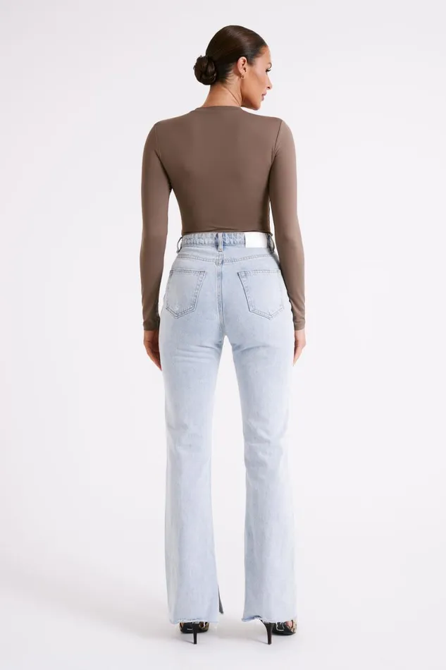 Women Meshki Tops Delilah Long Sleeve Crew Neck Bodysuit 8211 Coco