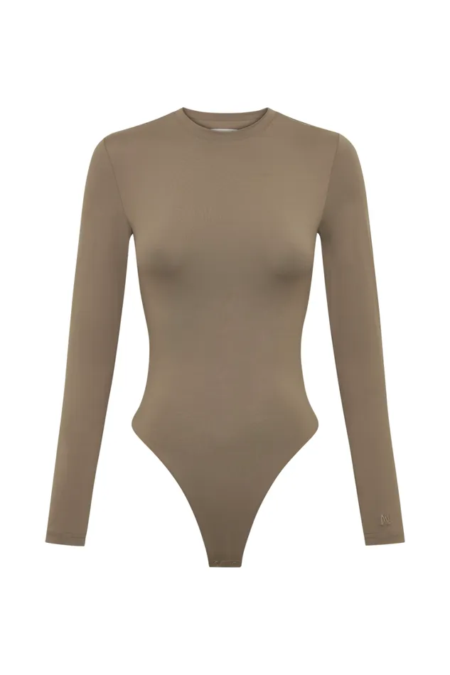 Women Meshki Tops Delilah Long Sleeve Crew Neck Bodysuit 8211 Coco