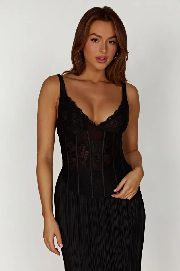 Women Meshki Tops Elsie Lace Bustier Top 8211 Black