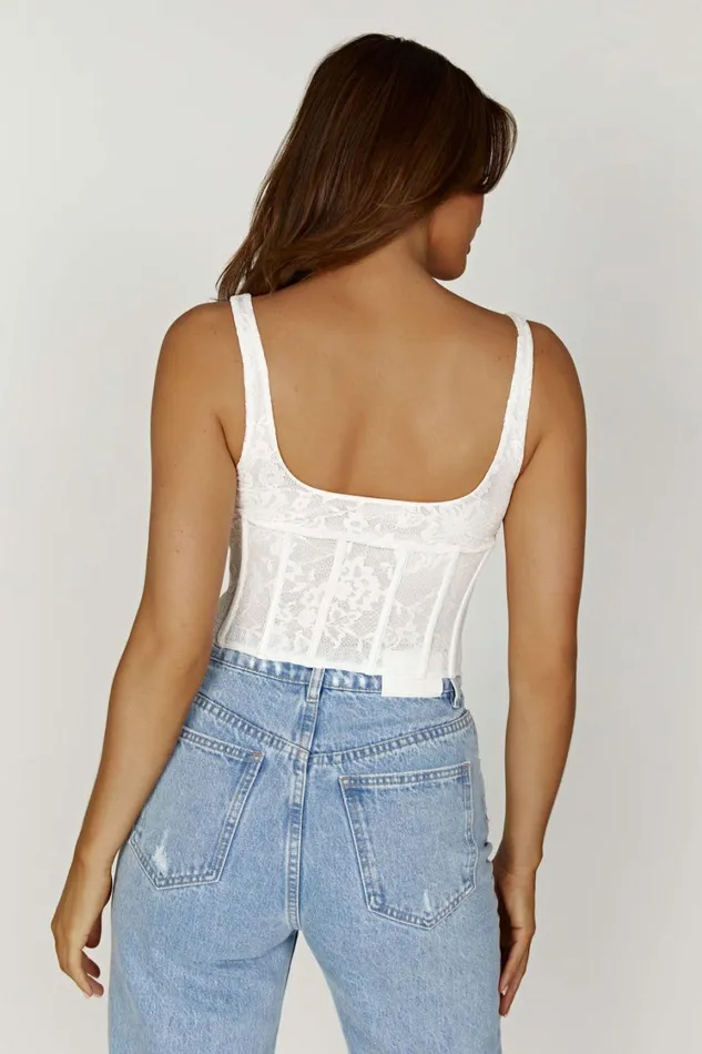 Women Meshki Tops Elsie Lace Bustier Top 8211 White