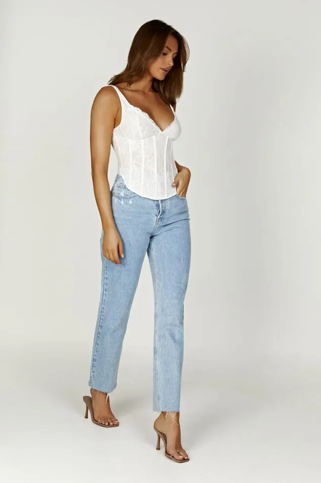 Women Meshki Tops Elsie Lace Bustier Top 8211 White