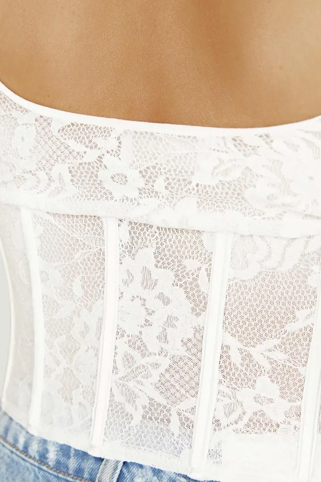 Women Meshki Tops Elsie Lace Bustier Top 8211 White