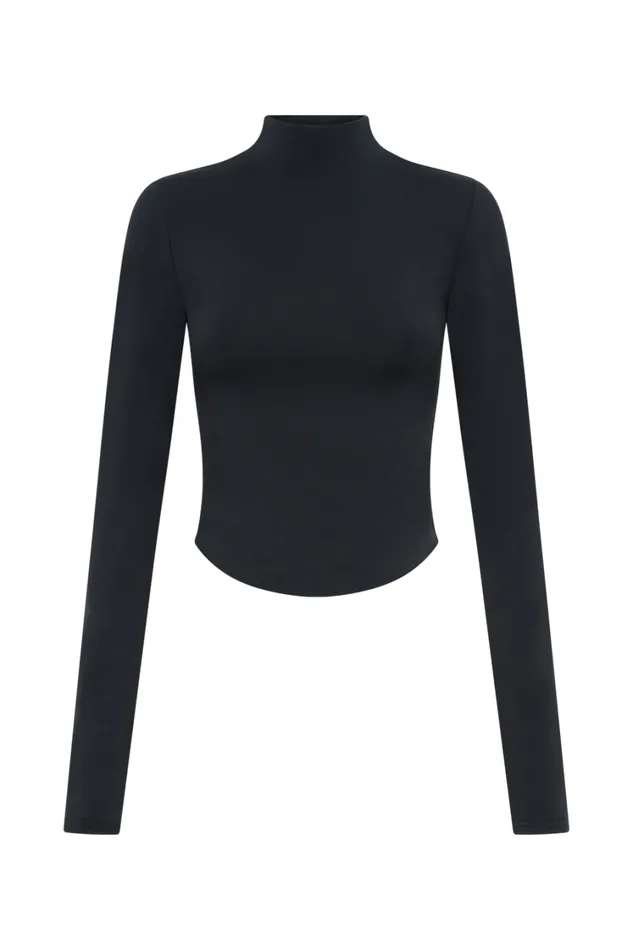 Women Meshki Tops Ember Modal Long Sleeve High Neck Top 8211 Black
