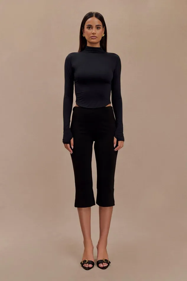 Women Meshki Tops Ember Modal Long Sleeve High Neck Top 8211 Black