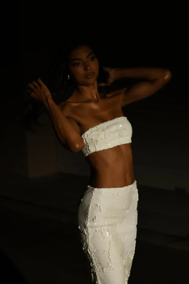Women Meshki Tops Emerie Strapless Sequin Bandeau 8211 White