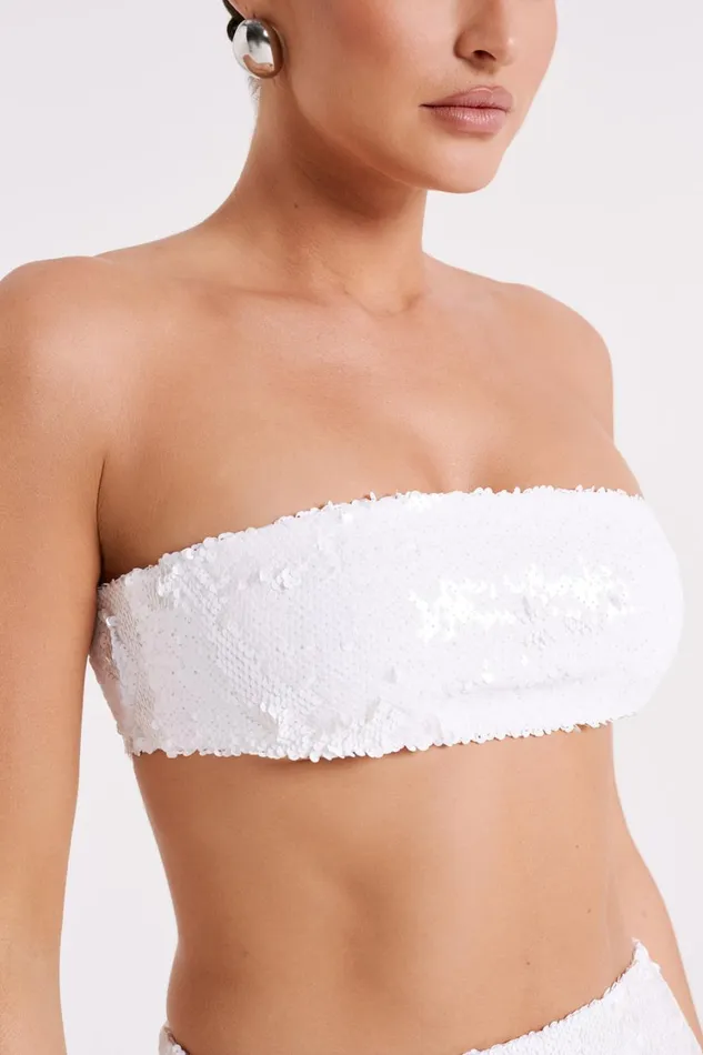 Women Meshki Tops Emerie Strapless Sequin Bandeau 8211 White