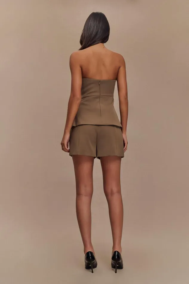 Women Meshki Tops Faith Strapless Suiting Top 8211 Cacao Brown