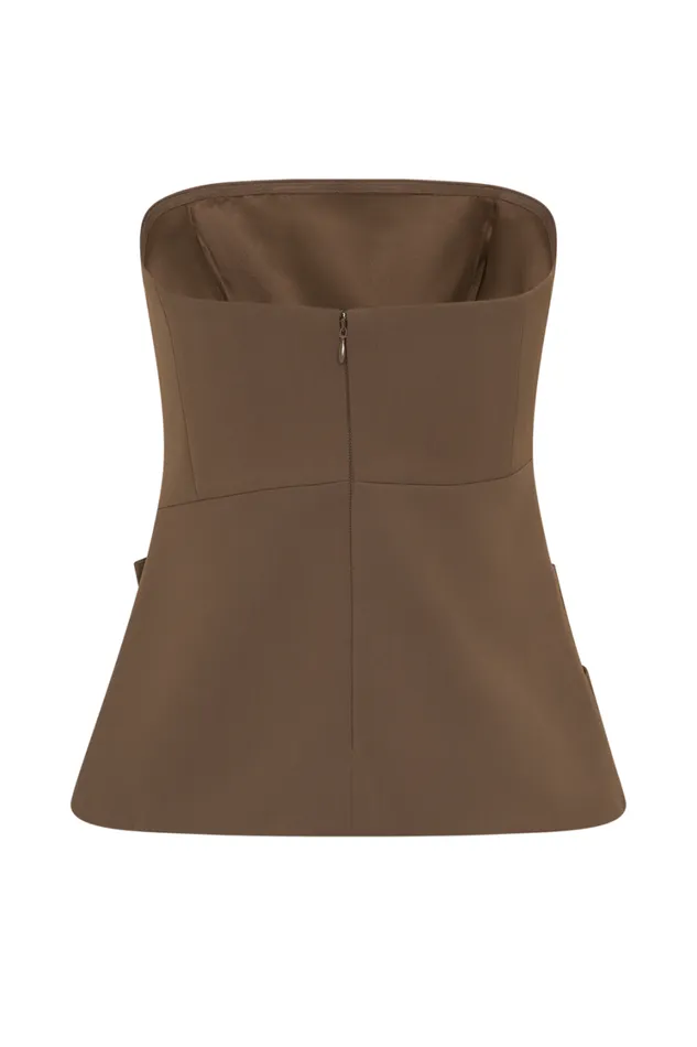 Women Meshki Tops Faith Strapless Suiting Top 8211 Cacao Brown