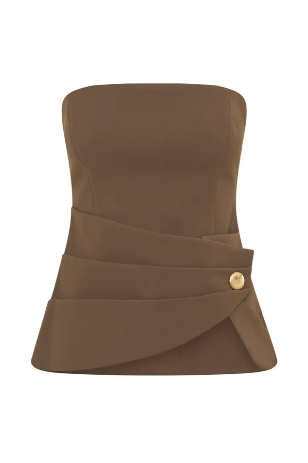 Women Meshki Tops Faith Strapless Suiting Top 8211 Cacao Brown