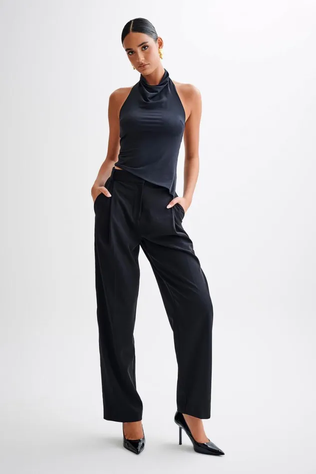 Women Meshki Tops Federica Slinky Halter Neck Top 8211 Black