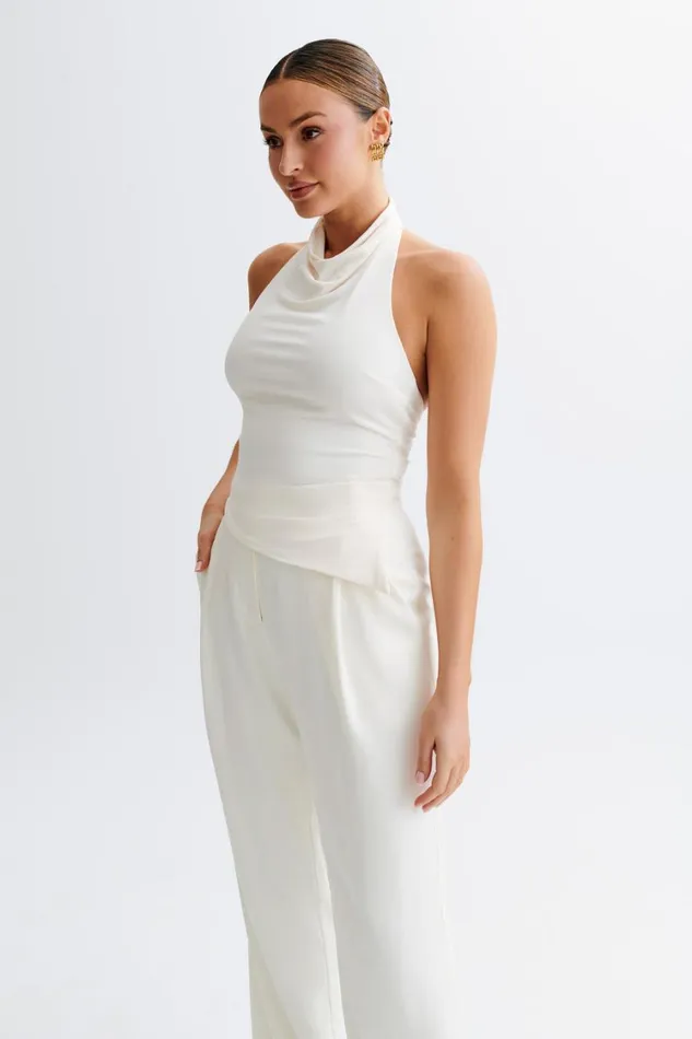 Women Meshki Tops Federica Slinky Halter Neck Top 8211 Ivory