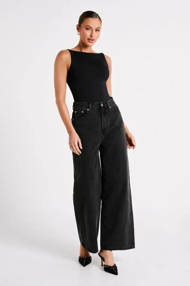 Women Meshki Tops Fiona Recycled Nylon Low Back Bodysuit 8211 Black
