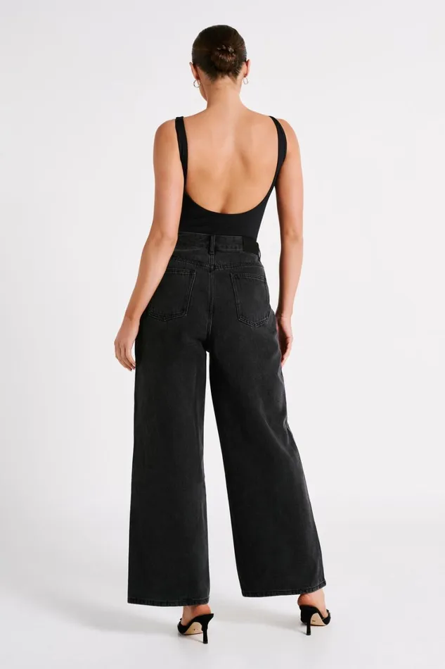 Women Meshki Tops Fiona Recycled Nylon Low Back Bodysuit 8211 Black