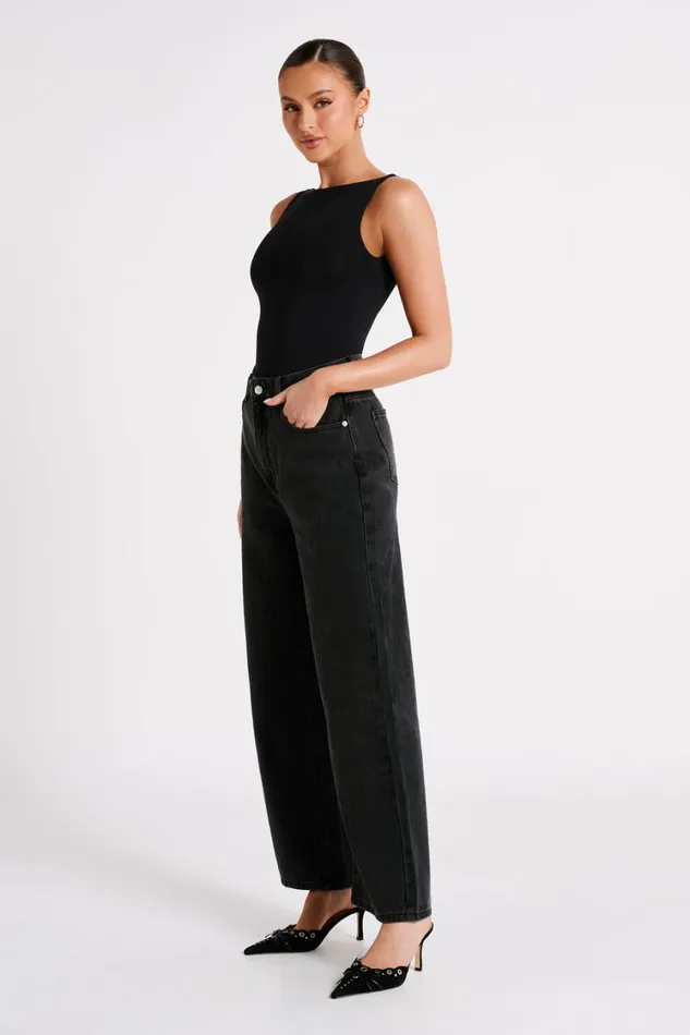 Women Meshki Tops Fiona Recycled Nylon Low Back Bodysuit 8211 Black