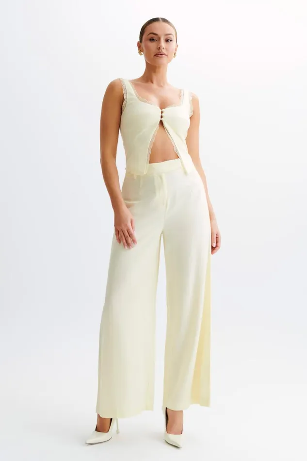 Women Meshki Tops Franca Linen Sleeveless Top 8211 Lemon Sherbet