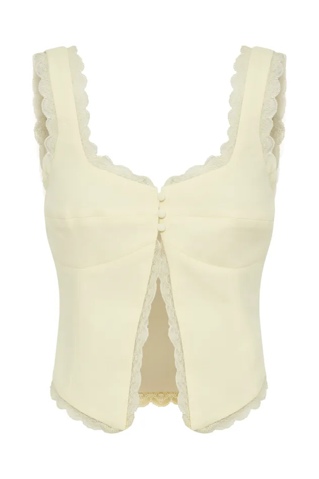 Women Meshki Tops Franca Linen Sleeveless Top 8211 Lemon Sherbet
