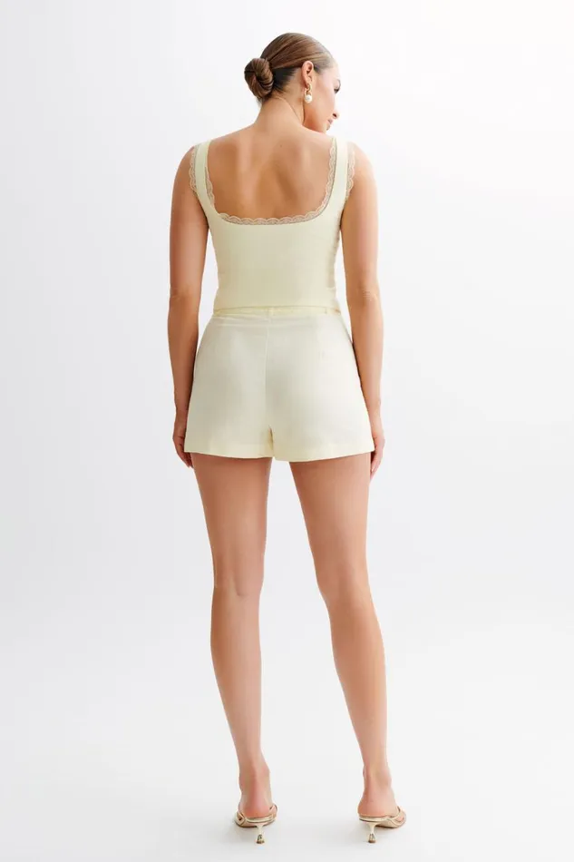 Women Meshki Tops Franca Linen Sleeveless Top 8211 Lemon Sherbet